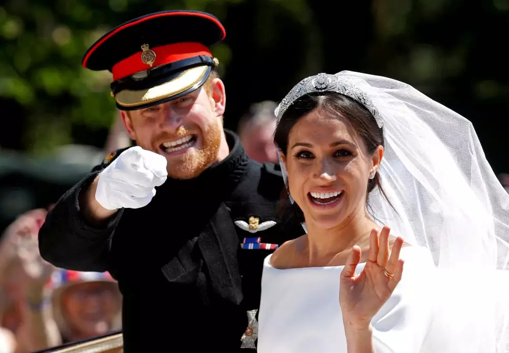 哈里王子與梅根結婚照片。 AP