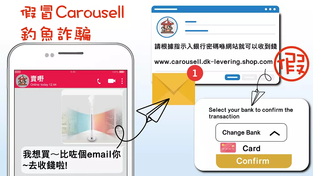 警方近日接獲超過40宗與網上買賣平台Carousell有關的騙案。反詐騙協調中心網站圖片