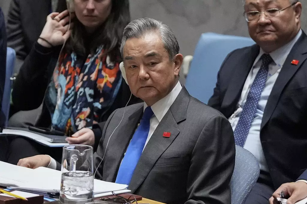 外交部長王毅在紐約主持聯合國安理會高級別會議。AP圖片