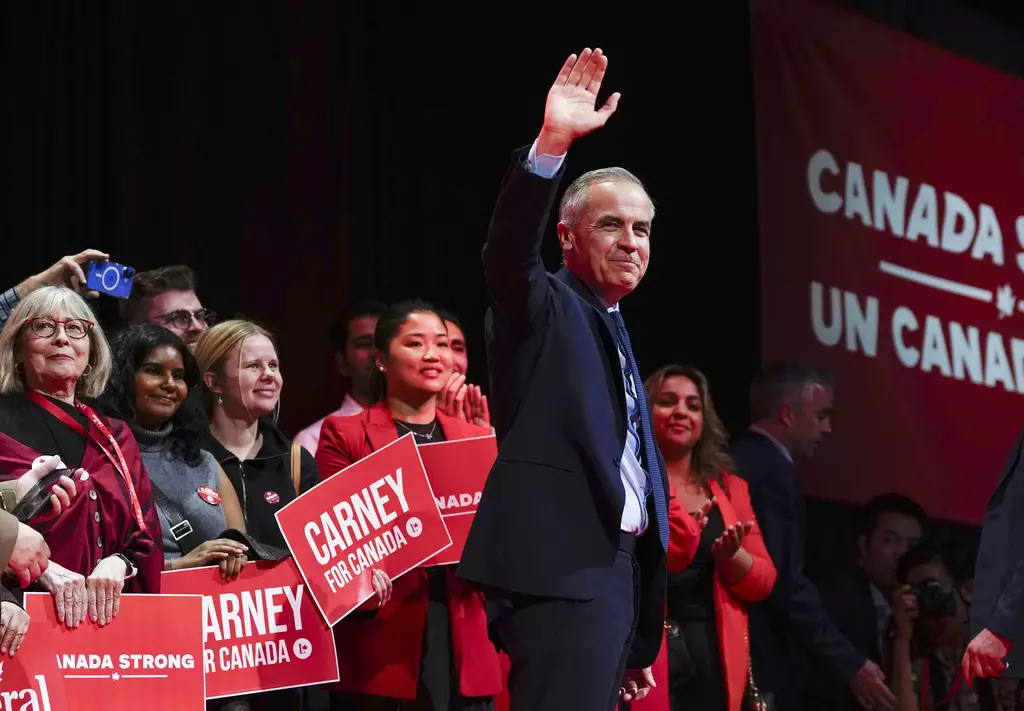加拿大聯邦眾議院選舉,總理卡尼領導的執政自由黨勝出。AP圖片