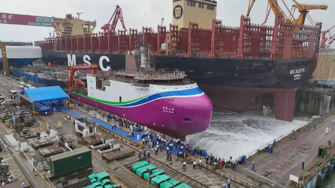 China's first deep-sea multi-functional research vessel undocked in ...