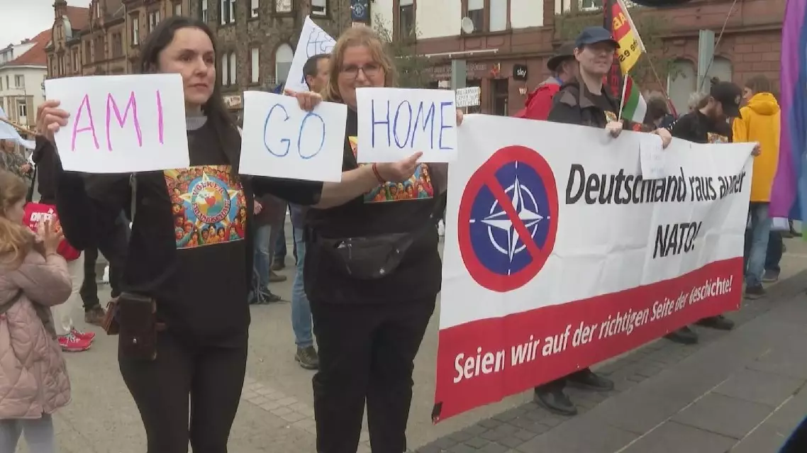 Protesters rally to demand closure of U.S. air base in Germany
