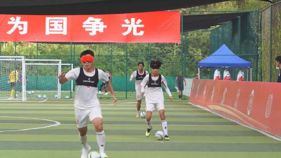 Chinese blind football players train hard for the Paralympics in Paris