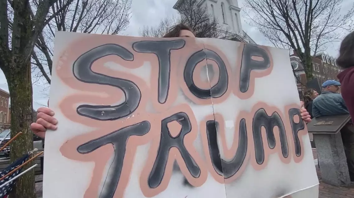 Boston residents protest against Trump's tariff policy, concerned about price hike