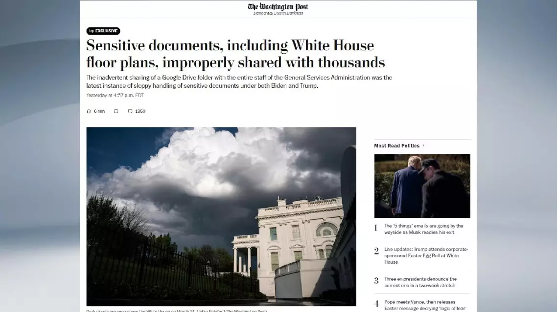 Report unveils latest case of poor handling of sensitive documents by U.S. administration