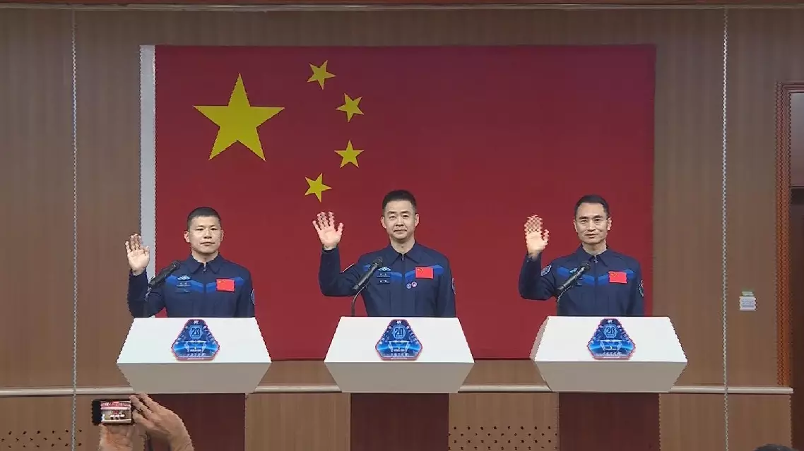 Astronauts of China's Shenzhou-20 space mission meet press