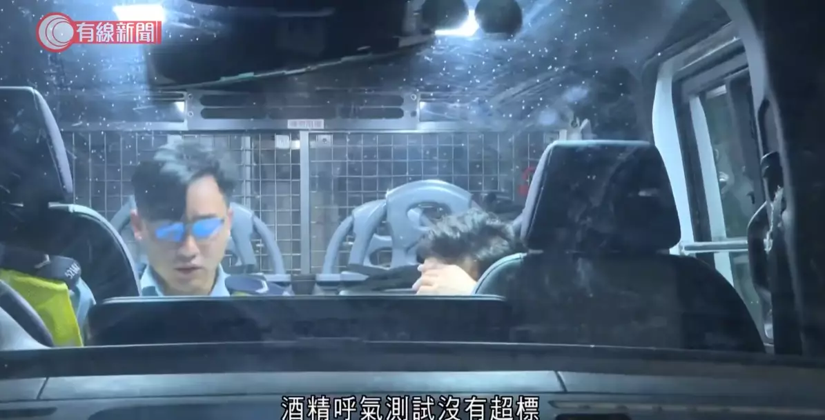32歲姓甘私家車的男司機接受酒精呼氣測試,發現曾飲用酒精飲品,但未有超標。有線新聞影片截圖