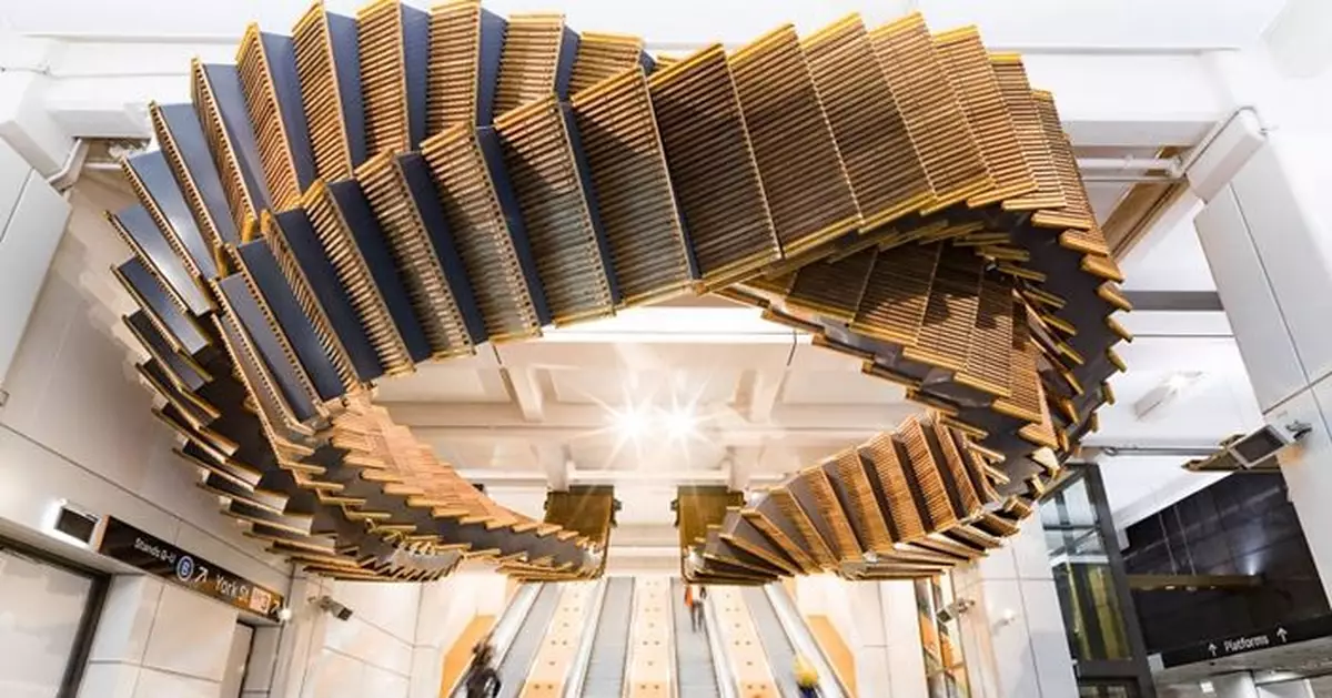 Wooden escalator becomes marvellous ceiling sculpture