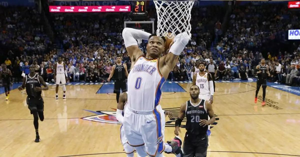 George scores 30, Thunder beat Pistons 123-110