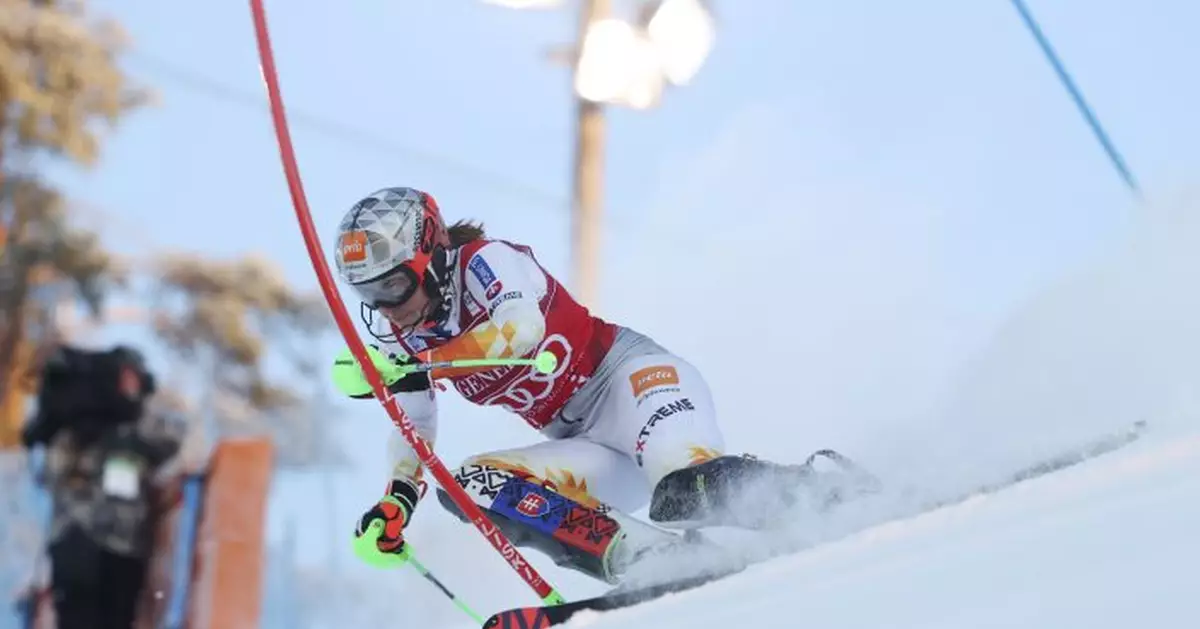 Slovakian skier Vlhova leads Shiffrin in 1st run of slalom