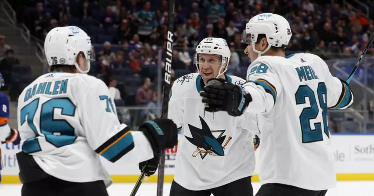 Karlsson scores in OT to give Sharks 2-1 win over Islanders