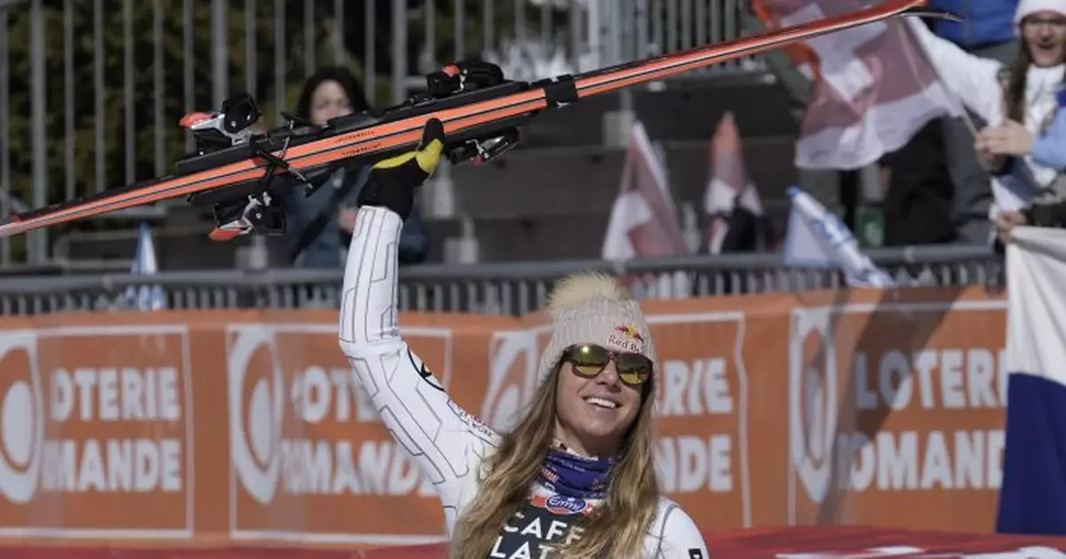Czech skier Ledecka wins 1st WCup downhill after Olympics