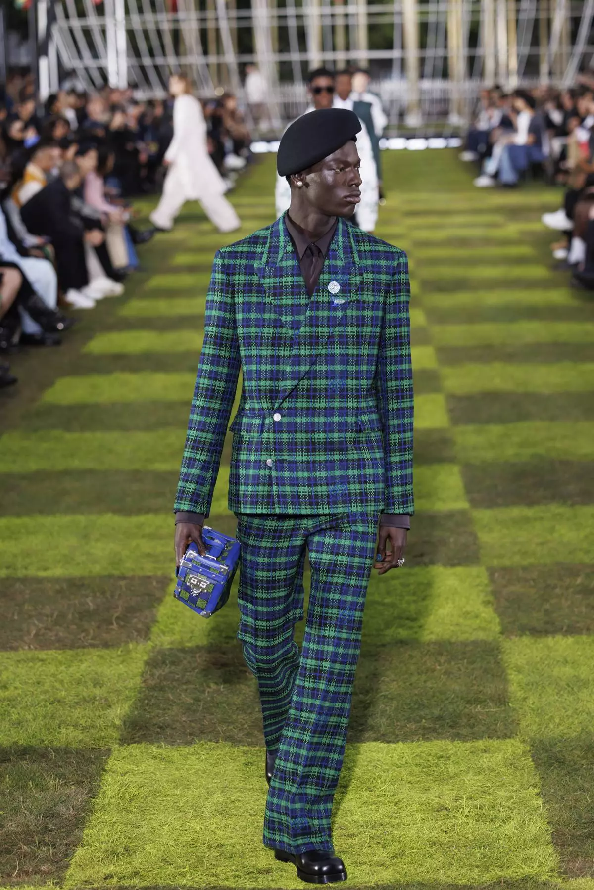 A model wears a creation as part of the Louis Vuitton Spring Summer 2025 collection, that was presented in Paris, Tuesday, June 18, 2024. (Photo by Vianney Le Caer/Invision/AP)