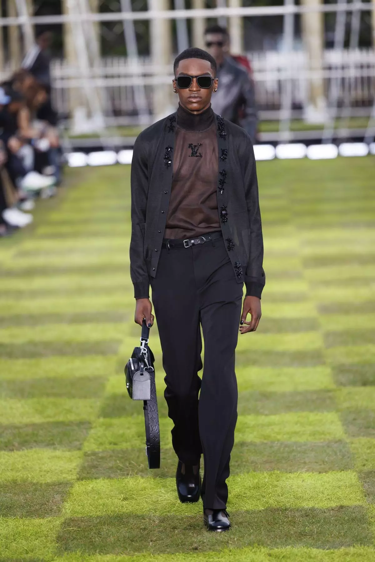 A model wears a creation as part of the Louis Vuitton Spring Summer 2025 collection, that was presented in Paris, Tuesday, June 18, 2024. (Photo by Vianney Le Caer/Invision/AP)