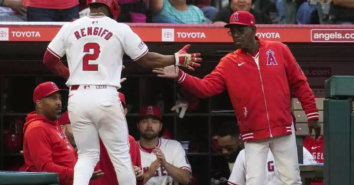 Jo Adell scores the tiebreaking run in the Angels' 2-1 victory over the Padres