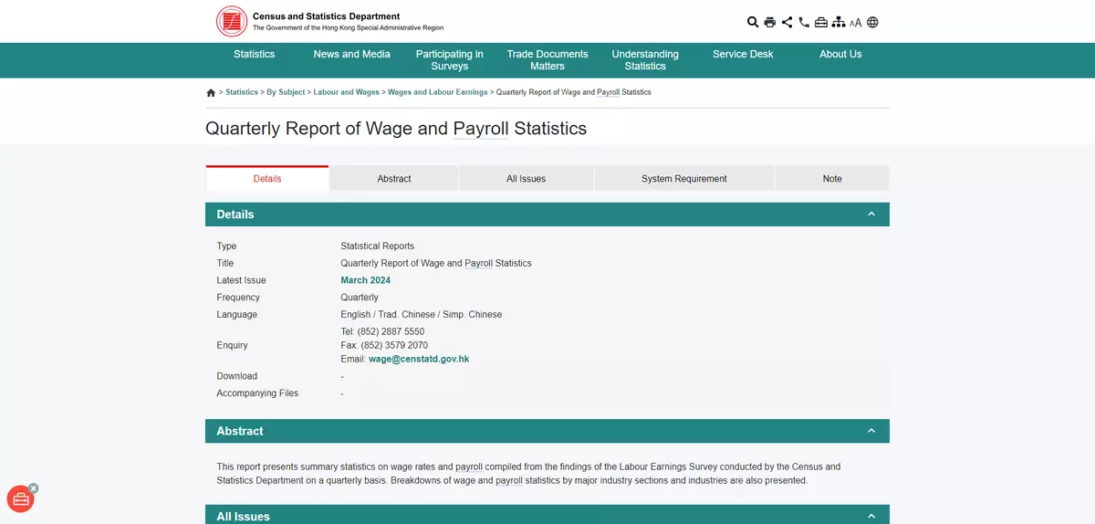 Wage and payroll statistics for March 2024