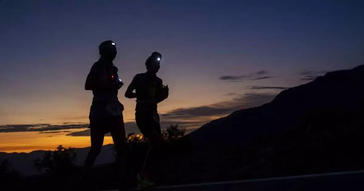 First runners reach the finish in the annual Death Valley ultramarathon called the world's toughest