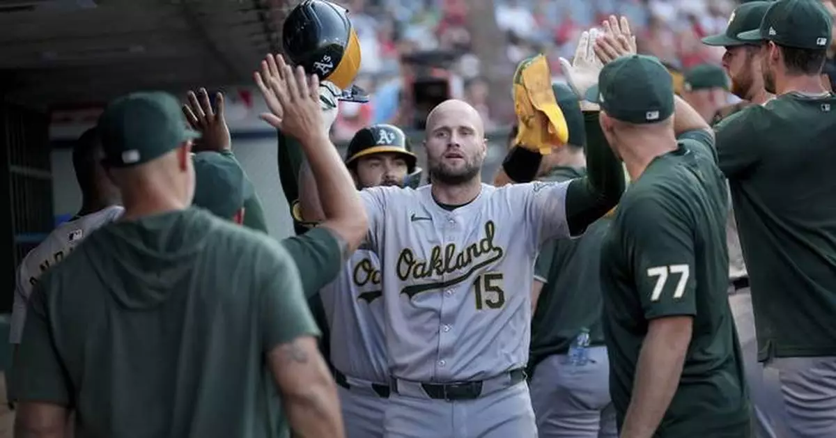 Rooker hits 10th homer in July, Athletics secure winning month with 5-4 victory over Angels