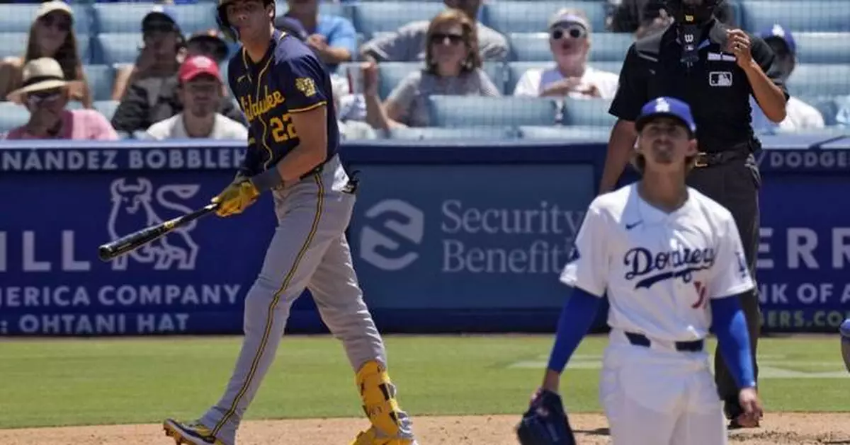 Yelich, Perkins power Brewers to 9-2 victory over Dodgers and avoid being swept in weekend series