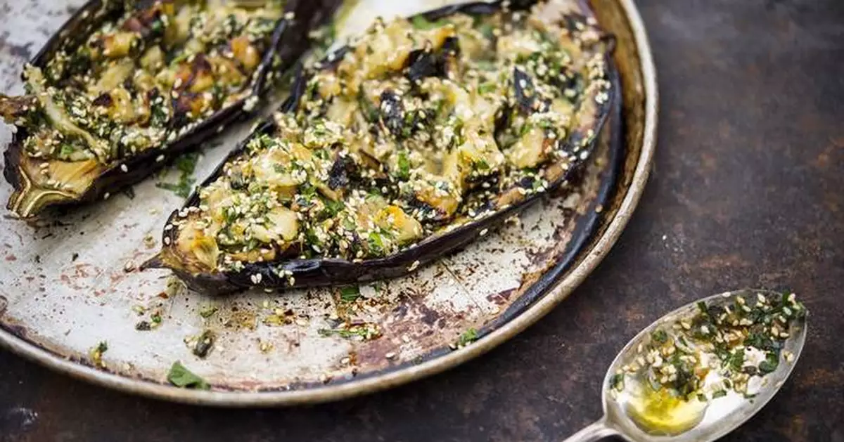 Make room on your grill for smoky charred eggplant