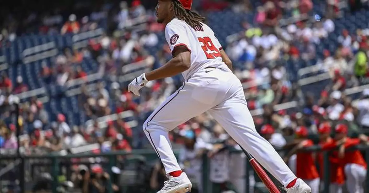 Rookie James Wood's 3-run homer gives the Nationals a 5-2 win and a 3-game sweep of the Reds