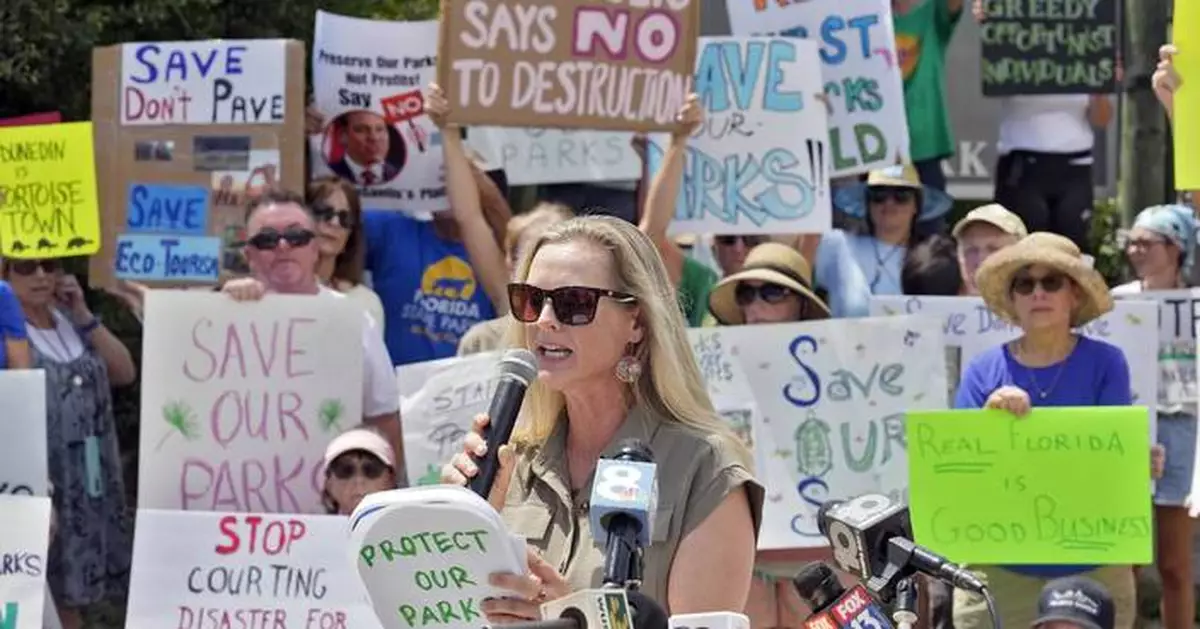 Opponents stage protests against Florida state parks development plans pushed by DeSantis