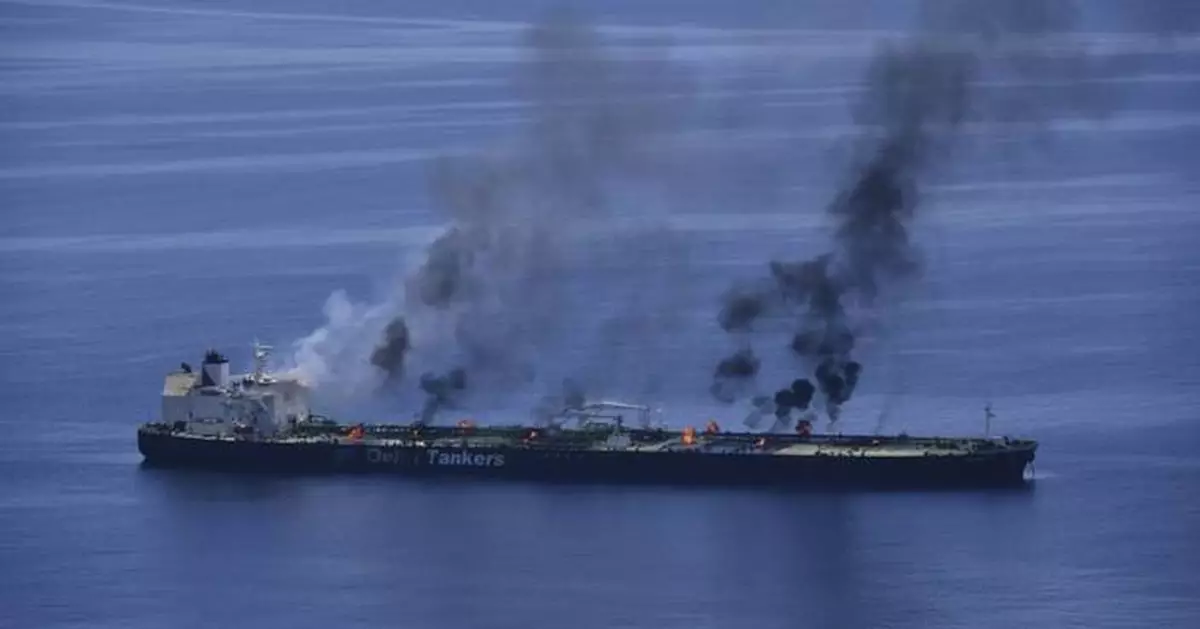 Greek-flagged tanker is burning after Houthi attacks, but no sign of oil spill