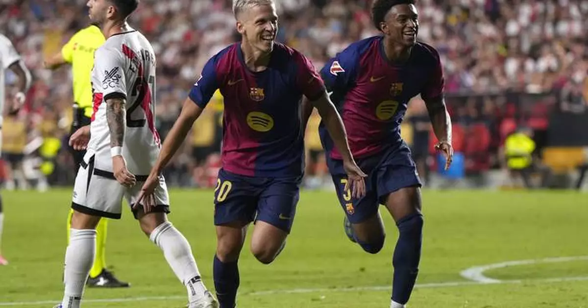 Dani Olmo scores in his debut to keep Barcelona perfect after 2-1 win over Rayo in Spanish league