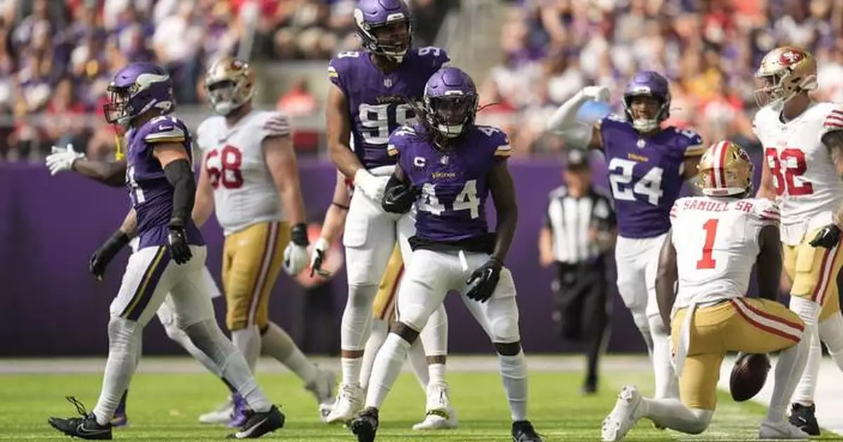 Sam Darnold and an attacking defense drive the undefeated Vikings in a 23-17 win over the 49ers