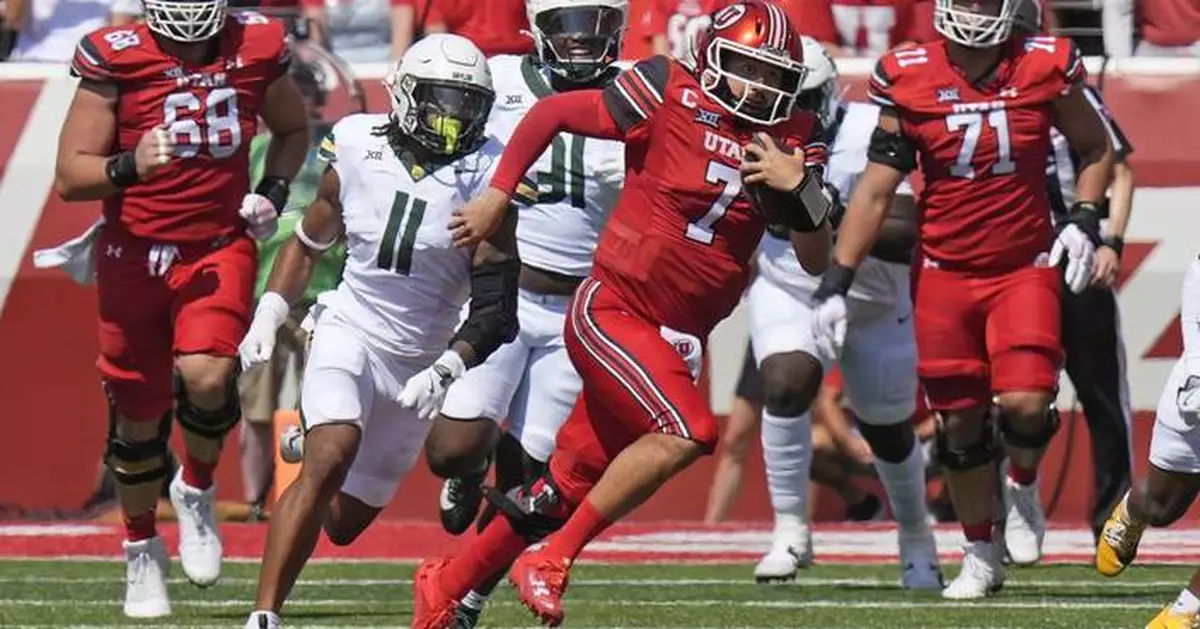 Quarterback Cam Rising injures throwing hand as No. 11 Utah beats Baylor 23-12