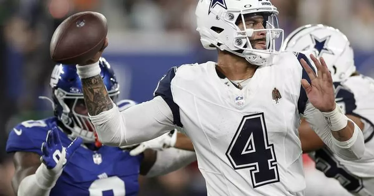 Dak Prescott throws 2 TD passes and Cowboys win 7th straight over Giants, 20-15