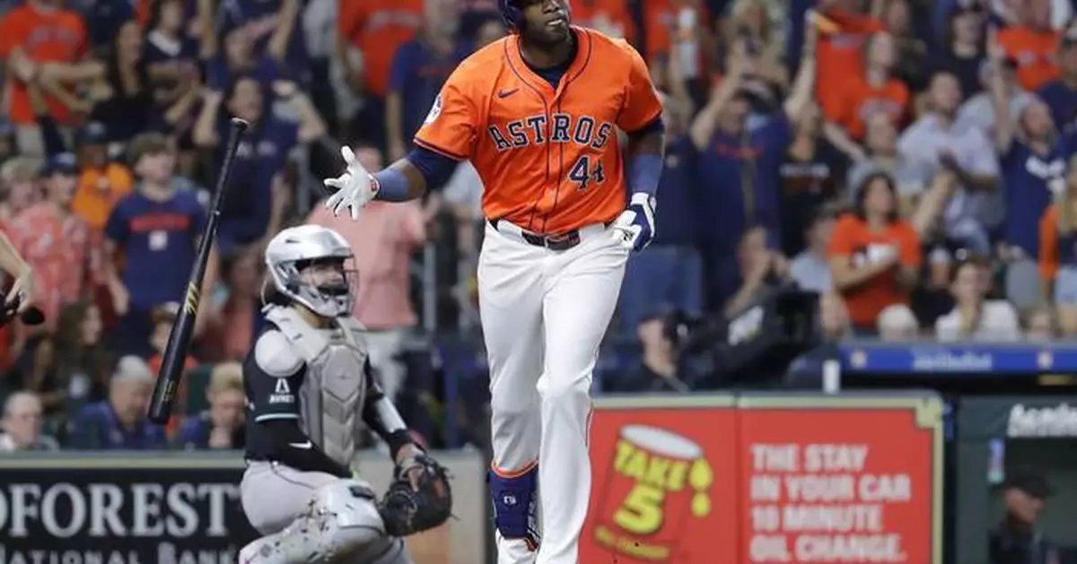 Alvarez hits 2 3-run homers to back strong start by Valdez as Astros rout Arizona 8-0