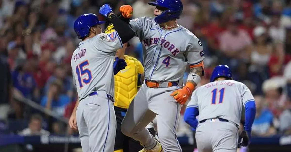 Alvarez, Nimmo, Bader hit 3 run homers to lead Mets over Phillies 11-3 for 12th win in 14 games