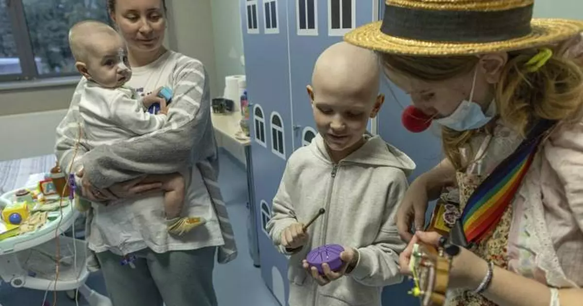 Hospital clowns bring joy to young Ukrainian cancer patients who survived Russian missile attack