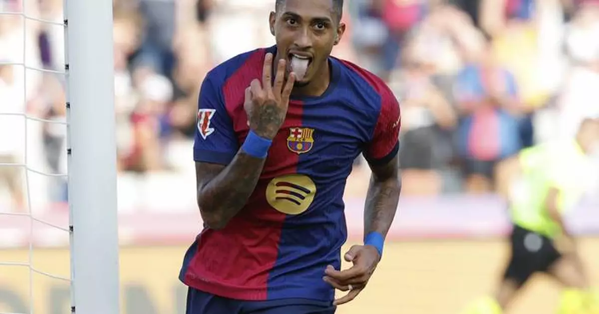 Raphinha hits hat trick as Barcelona routs Valladolid 7-0 to make it 4 from 4 under Flick