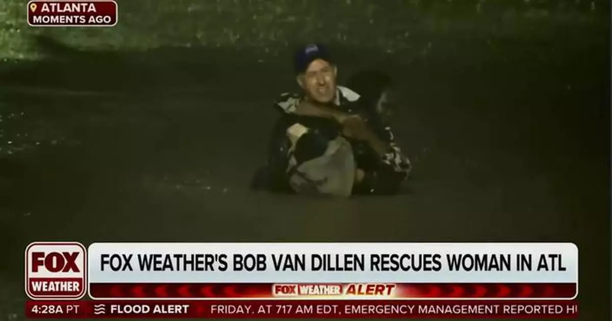 A TV reporter was doing a live hurricane report when he rescued a woman from a submerged car