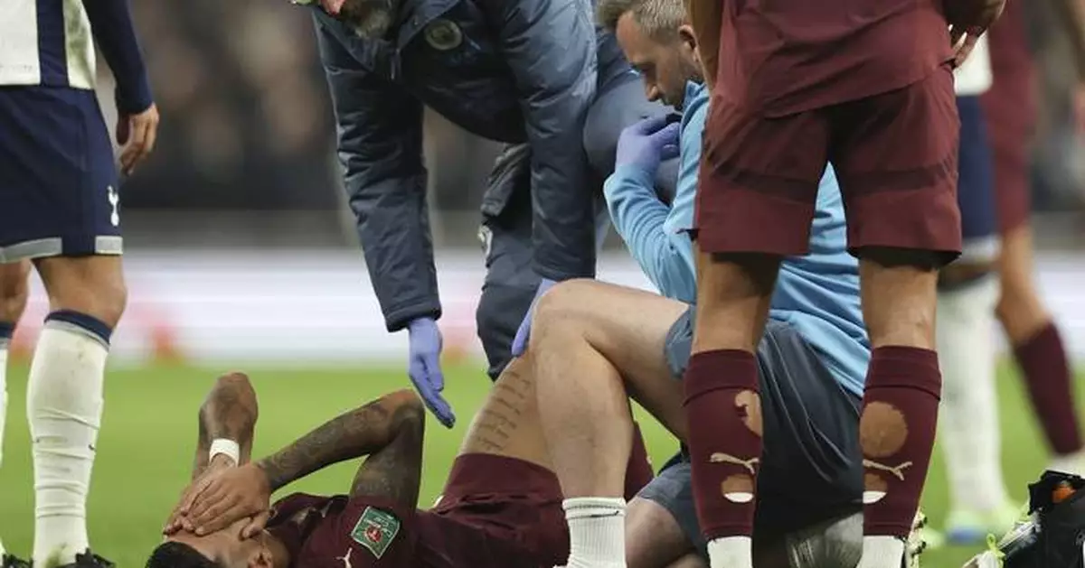 Savinho in tears after coming off injured for Man City in League Cup match. Akanji also hurt