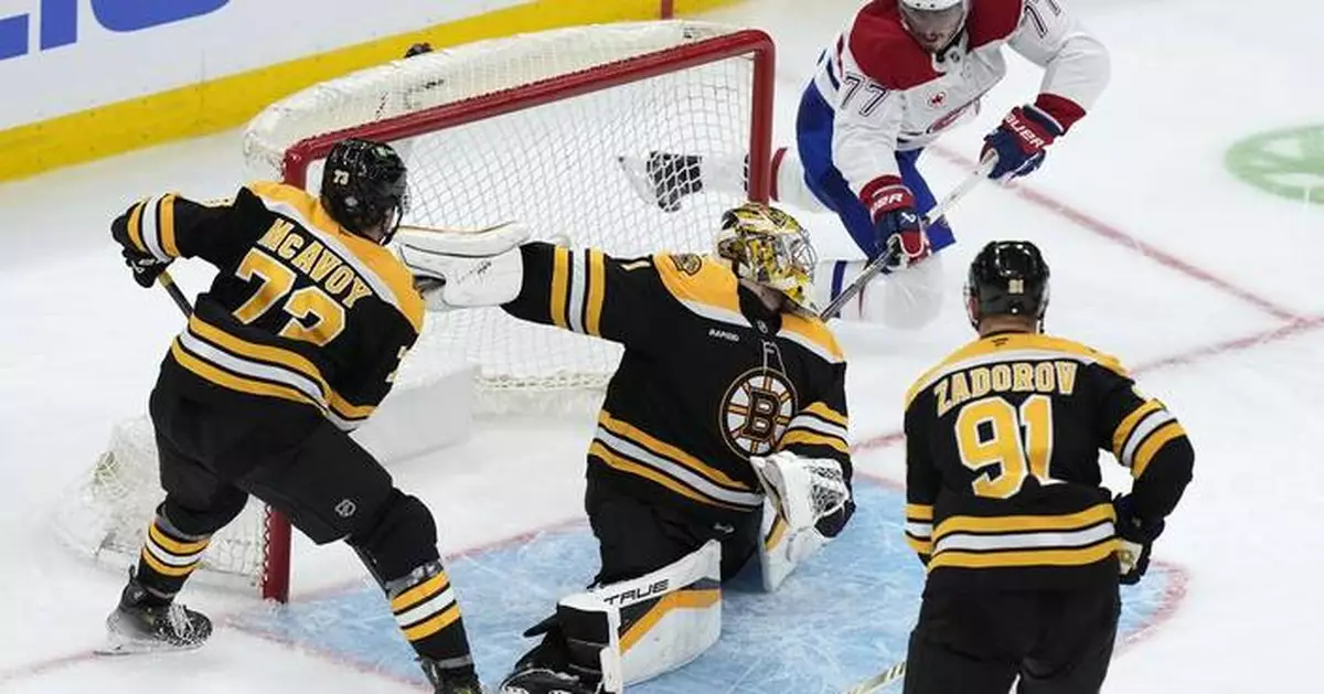 Erstwhile goalie holdout Jeremy Swayman gets 6-4 win against Montreal in Bruins' home opener