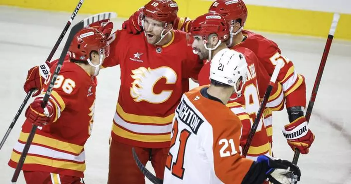 Huberdeau has 2 goals and 2 assists as Flames beat Flyers 6-3