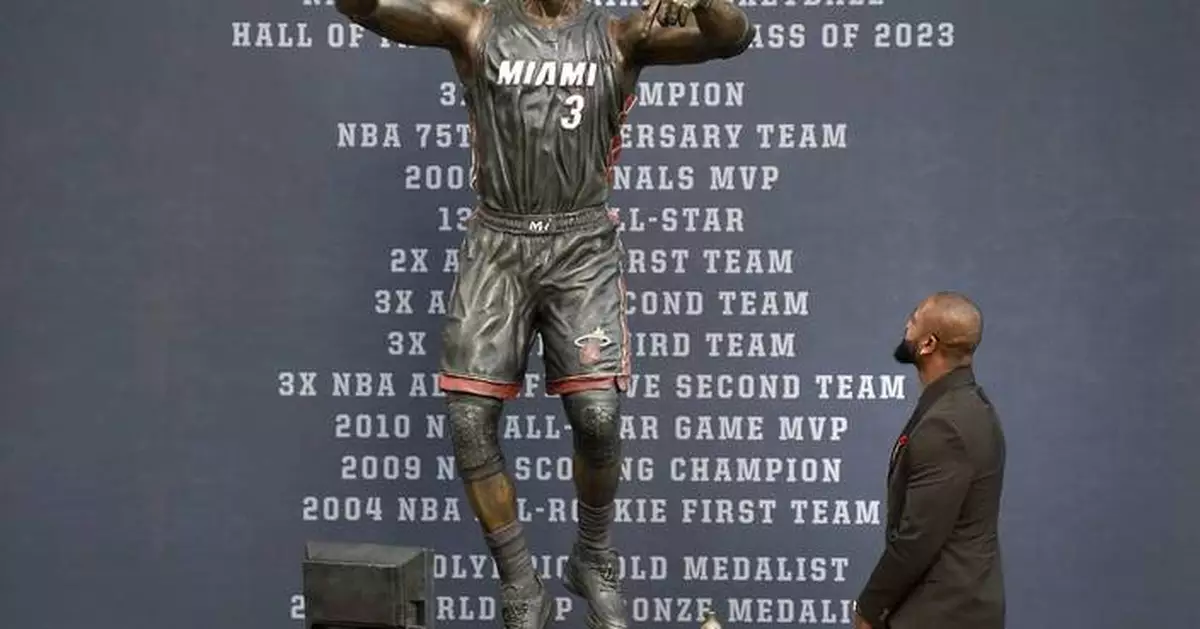 Heat unveil statue of Dwyane Wade outside the front of team's arena