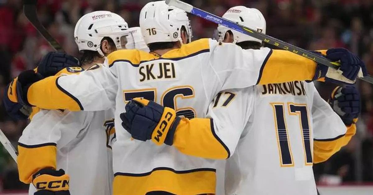 Skjei's power-play goals cap Predators' 3-2 comeback win over Blackhawks