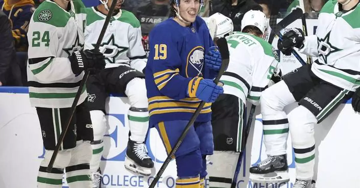 Krebs and McLeod score 83 seconds apart and Buffalo Sabres hang on in 4-2 win over the Dallas Stars