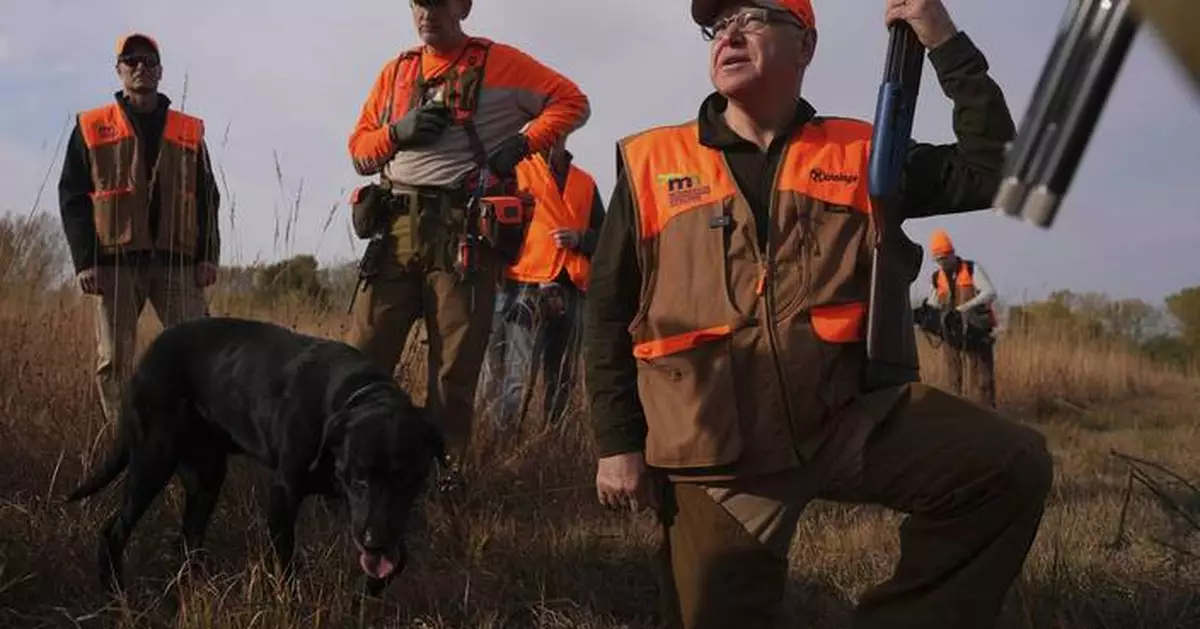 Walz tramps through tall grass on Minnesota's pheasant hunting season opener but bags no birds