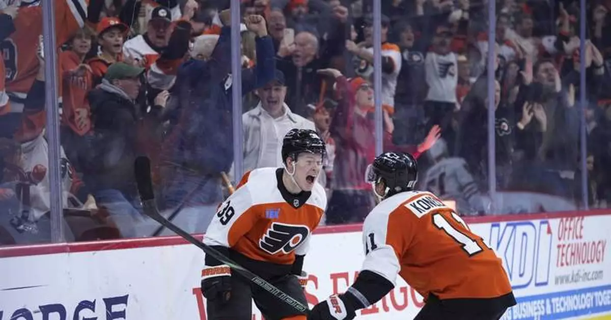 Michkov scores in overtime, Flyers rally to beat Blackhawks 3-2