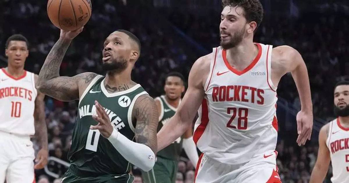 Bucks win 101-100 on Lillard's late basket to snap Rockets' 5-game win streak