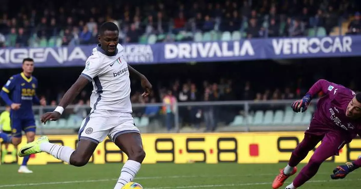 Inter routs Verona 5-0 with a brace from Thuram to take provisional lead in Serie A