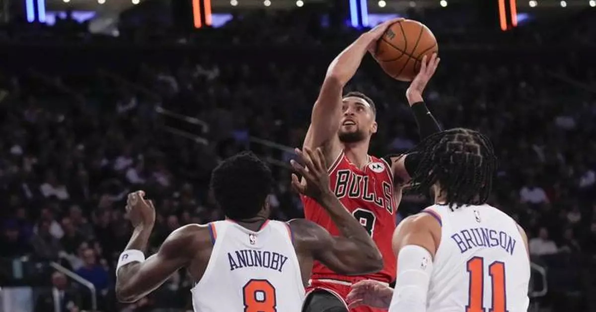 LaVine scores 31 points, White hits winning free throws and Bulls outlast Knicks 124-123