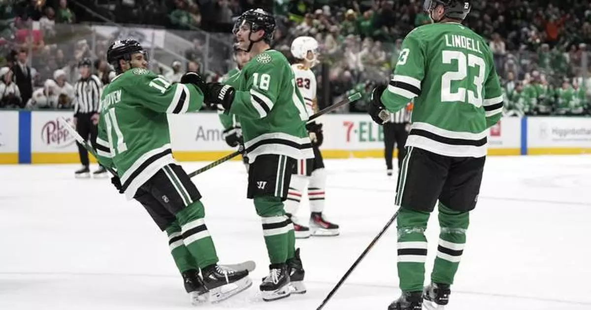 Steel scores once, assists Tyler Seguin as Stars beat Blackhawks 3-1 in return home from Finland