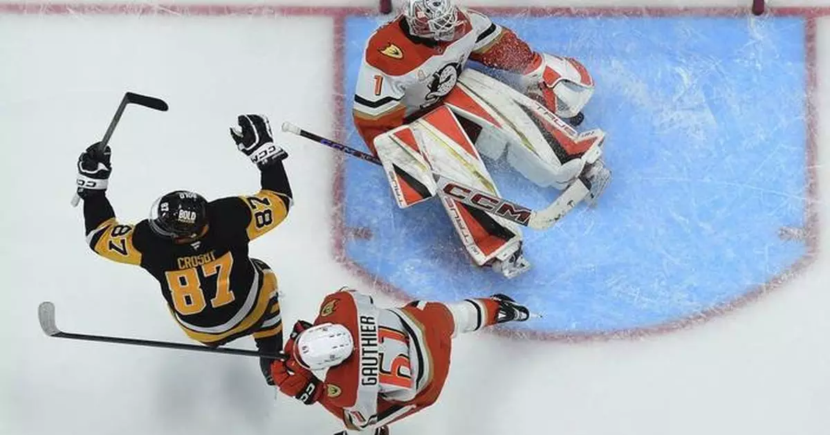 Sidney Crosby scores twice as Penguins edge Ducks 2-1 in overtime to end 6-game losing streak