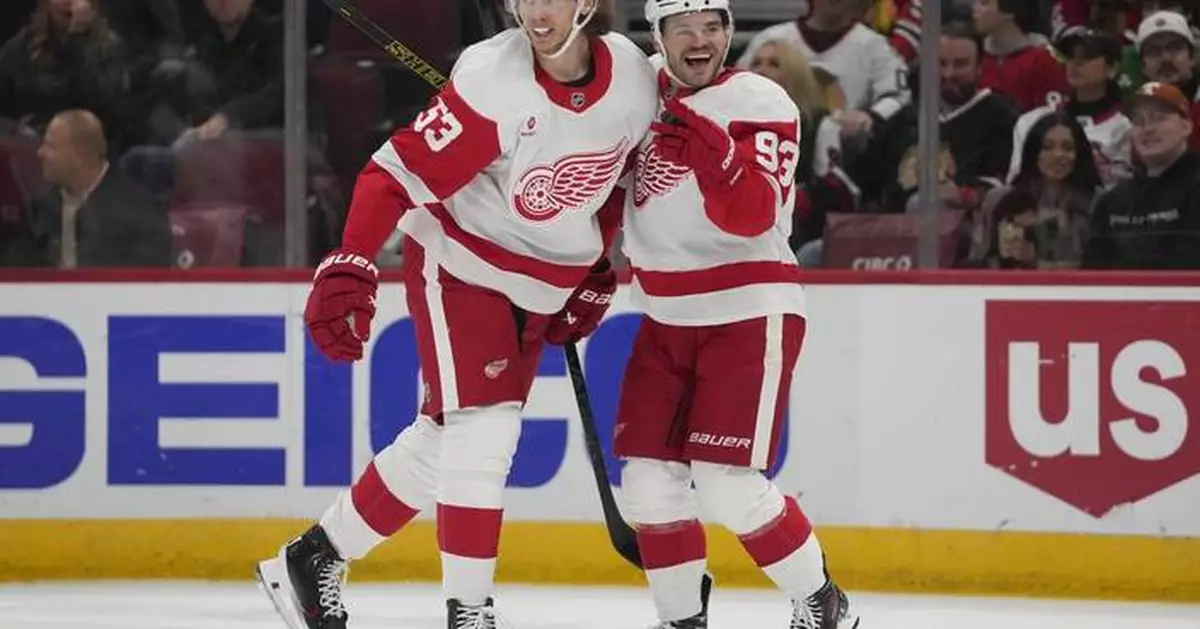 Larkin and DeBrincat lead Red Wings to 4-1 win over Blackhawks